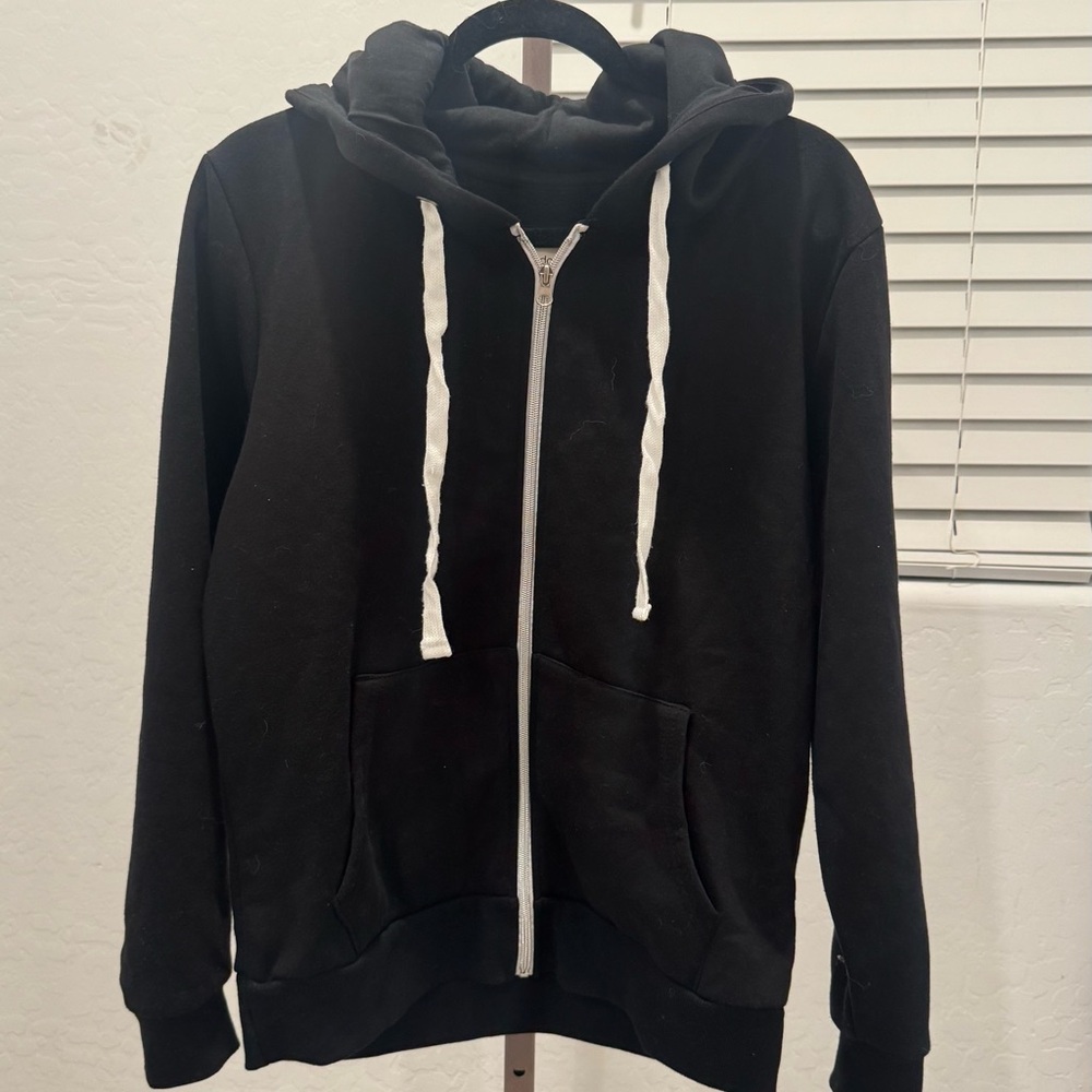 Doublju Zipped Hoodie Sweatshirt Black Juniors Sz L Fleece Lined